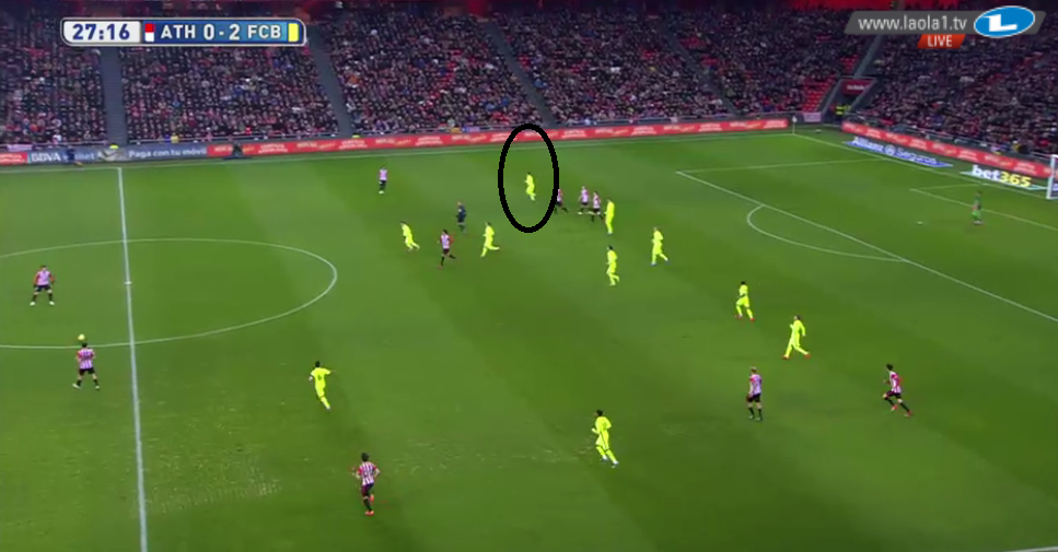 Aber das gab es nur situativ. Oft war es auch ein 4-1-2-3, welches asymmetrisch angelegt war. Mal arbeitete auf rechts keiner nach hinten, mal Messi, mal Suarez statt Messi. 