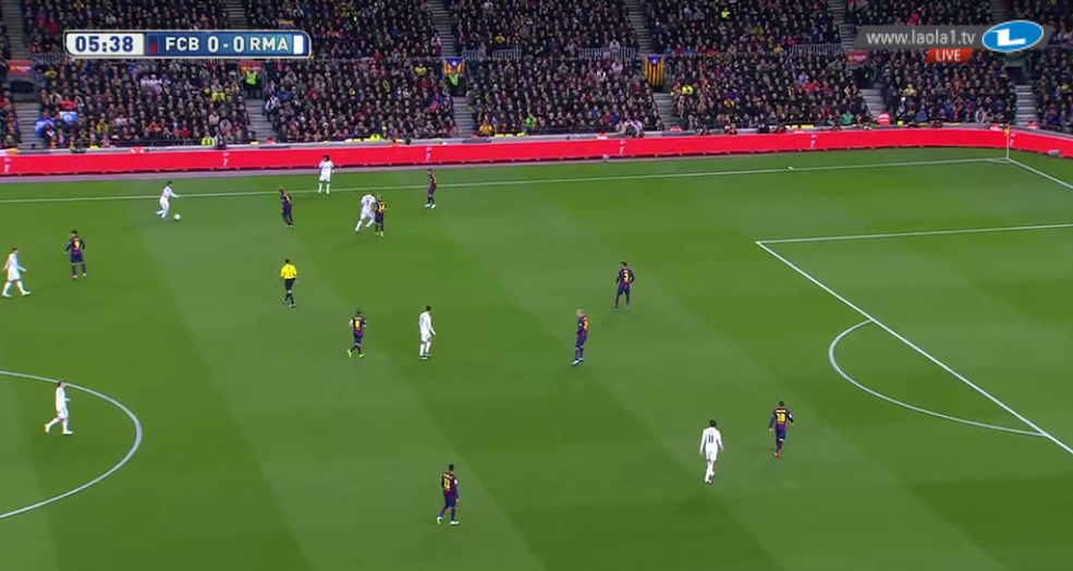 Barcelona asymmetrisch gegen den Ball